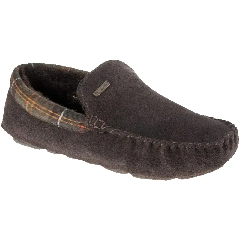 Barbour Monty Slippers in Brown made by Barbour