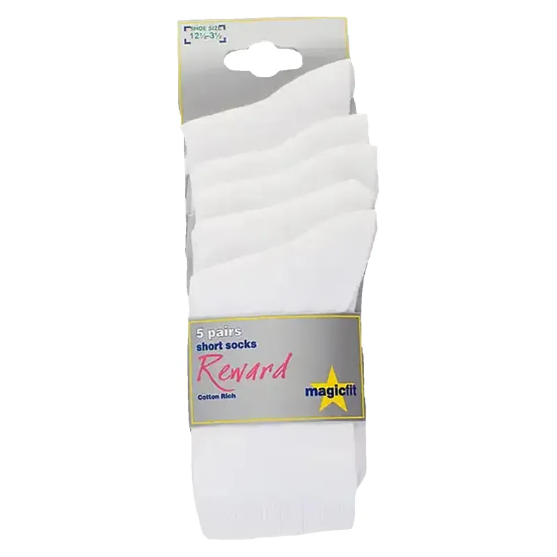 5PP Cotton Rich Short Socks - White sold by Coes