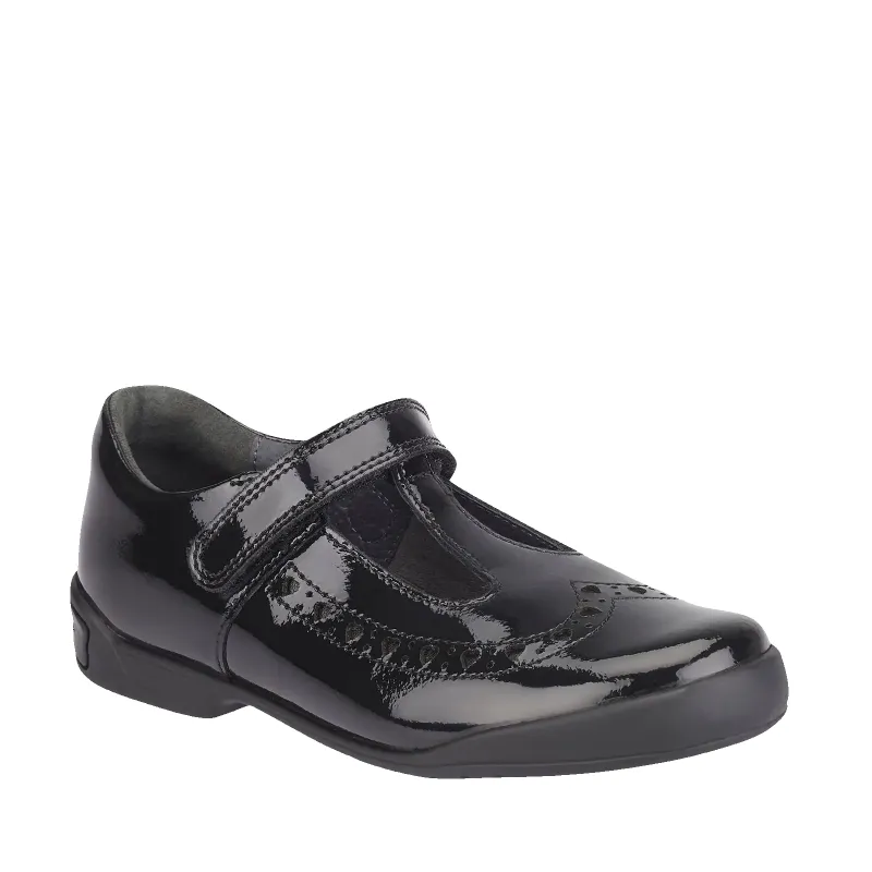Hopscotch Patent School Shoes in Black sold by Coes