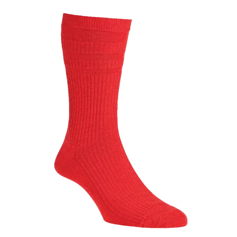 HJ Hall Original Wool Softop Socks in Red sold by Coes