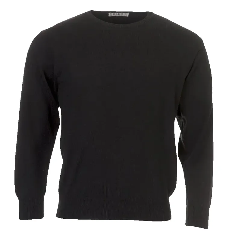 Golding 100% Merino Wool Crew Neck Pullover in Black made by Coes