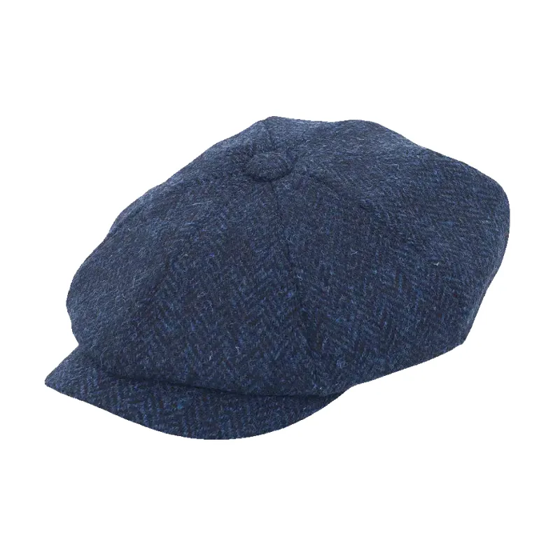 Failsworth Carloway Harris Tweed Baker Boy Cap in Navy sold by Coes