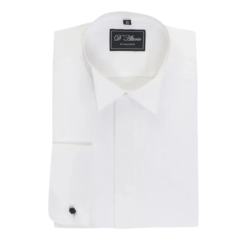 Pleated Wing Collar Dress Shirt in White X-Long Length sold by Coes