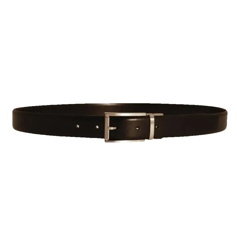 Oxford Leathercraft Reversible Belt in Black/Brown with Silver Coloured Buckle sold by Coes