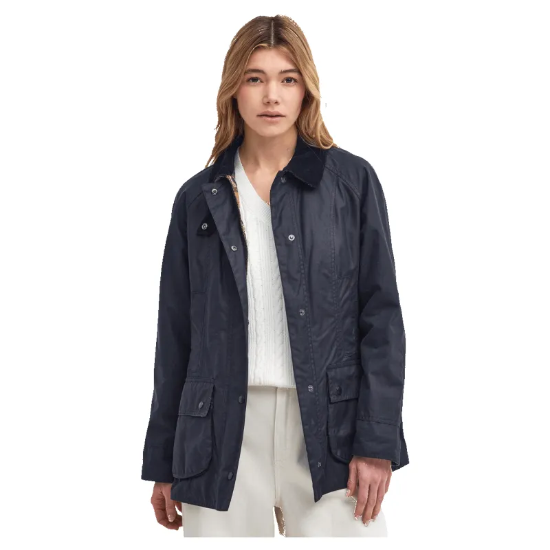 Barbour Beadnell Wax Jacket in Navy sold by Coes