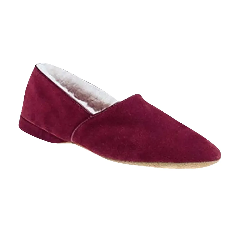 Draper of Glastonbury ANTON Slippers in Wine sold by Coes