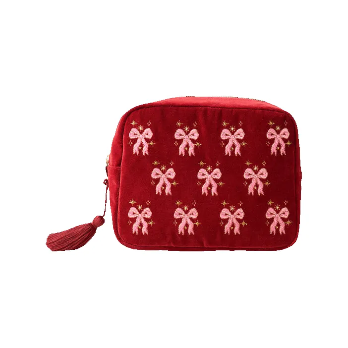 Elizabeth Scarlett Dazzling Bows Velvet Wash Bag sold by Coes