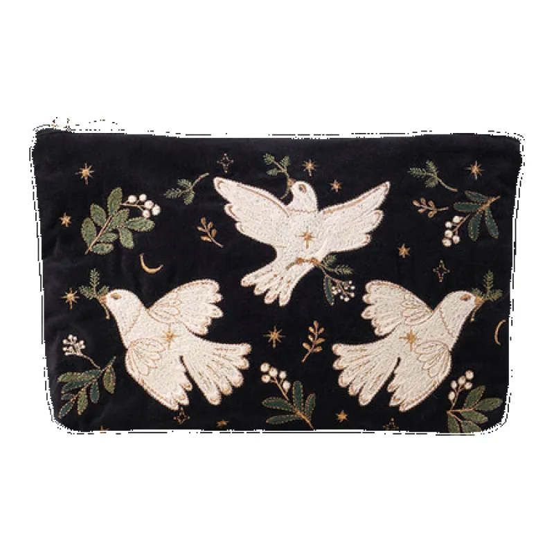 Elizabeth Scarlett Doves Of Peace Velvet Everyday Pouch sold by Coes