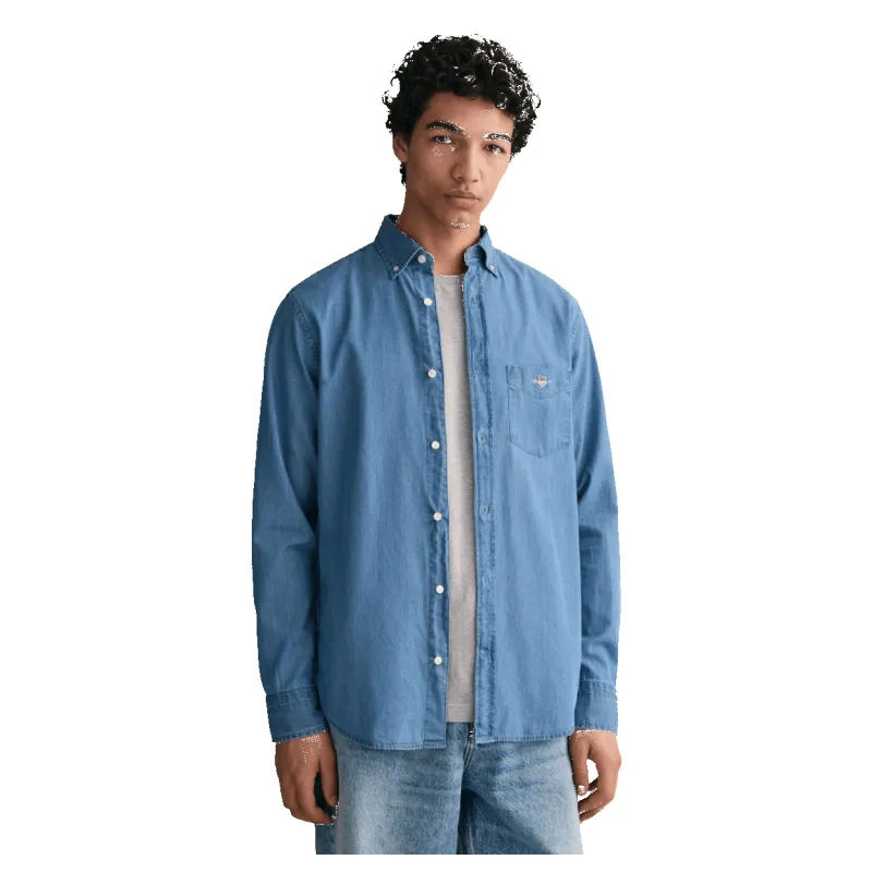 GANT Regular Fit Indigo Long Sleeve Shirt sold by Coes
