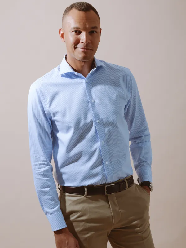 William David Long Sleeve Stripe Formal Shirt With Trim sold by Coes