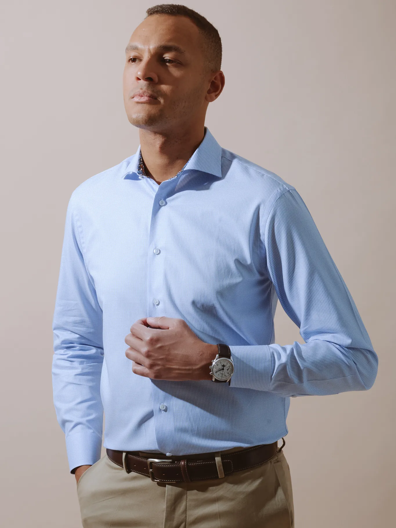 William David Long Sleeve Checked Formal Shirt With Trim sold by Coes product image thumbnail 3