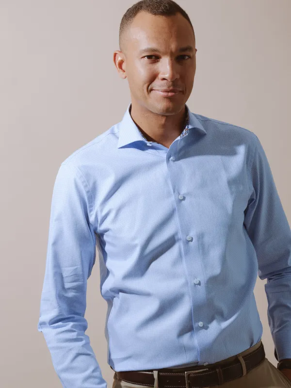 William David Long Sleeve Checked Formal Shirt With Trim sold by Coes