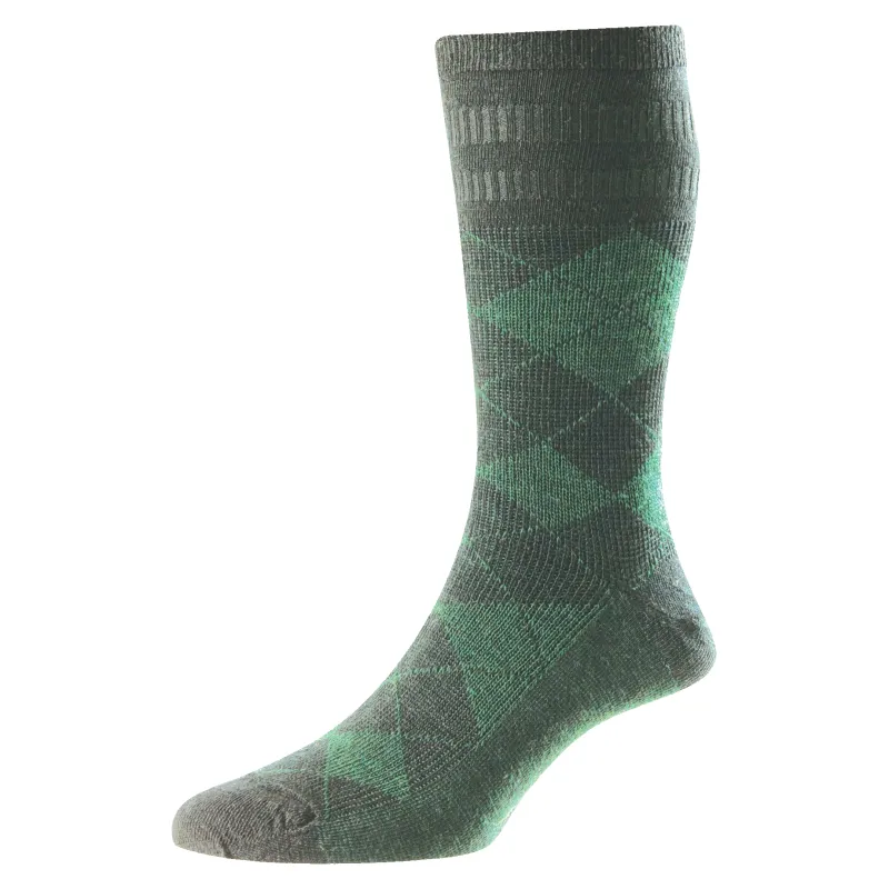 HJ Hall HJ96 Argyle Wool Softop® Socks sold by Coes