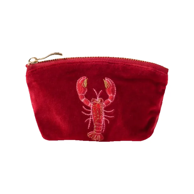 Elizabeth Scarlett Lobster Velvet Coin Purse sold by Coes