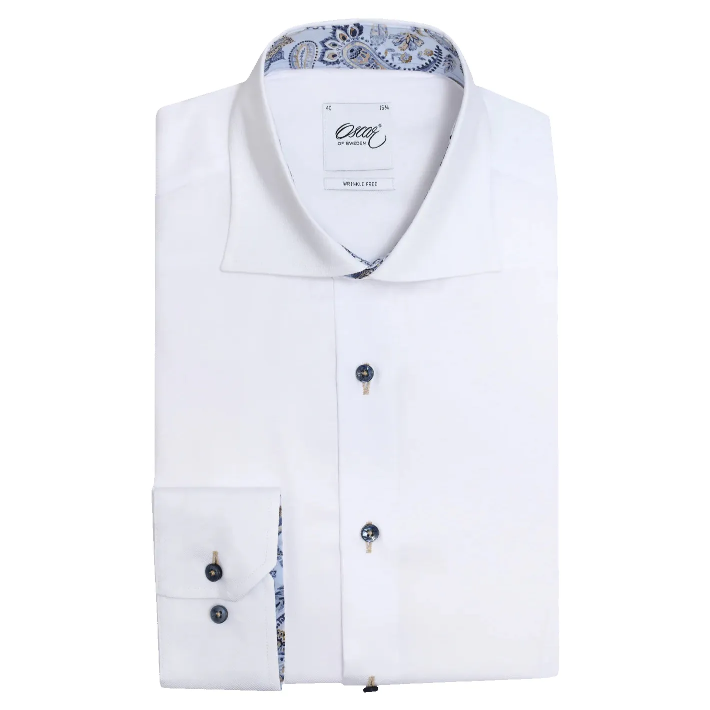 Oscar Long Sleeve Shirt With Paisley Trim sold by Coes