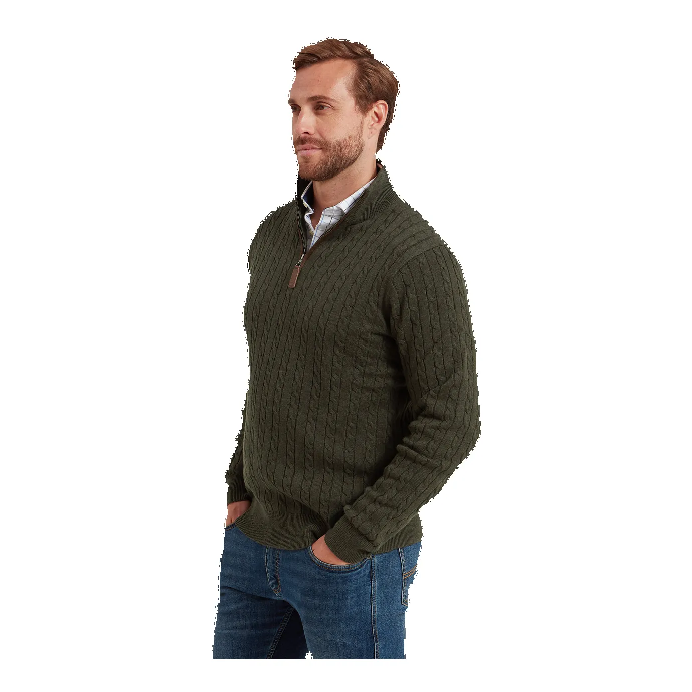 Schoffel Calton Cotton Cashmere Cable 1/4 Zip Jumper sold by Coes product image thumbnail 3