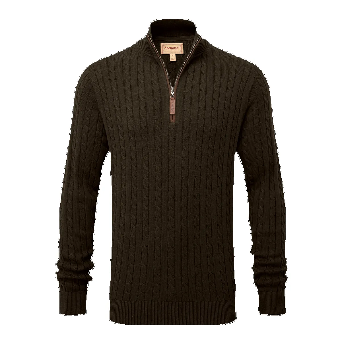 Schoffel Calton Cotton Cashmere Cable 1/4 Zip Jumper sold by Coes