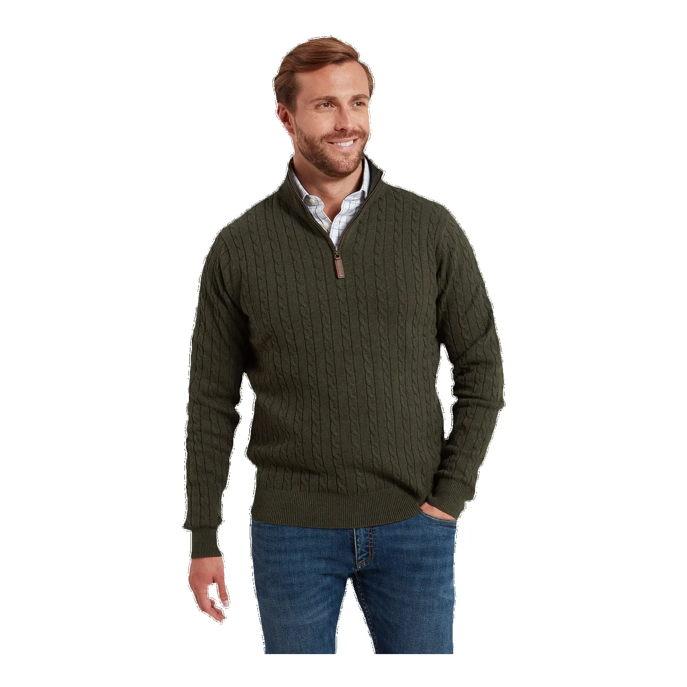 Schoffel Calton Cotton Cashmere Cable 1/4 Zip Jumper sold by Coes product image thumbnail 2