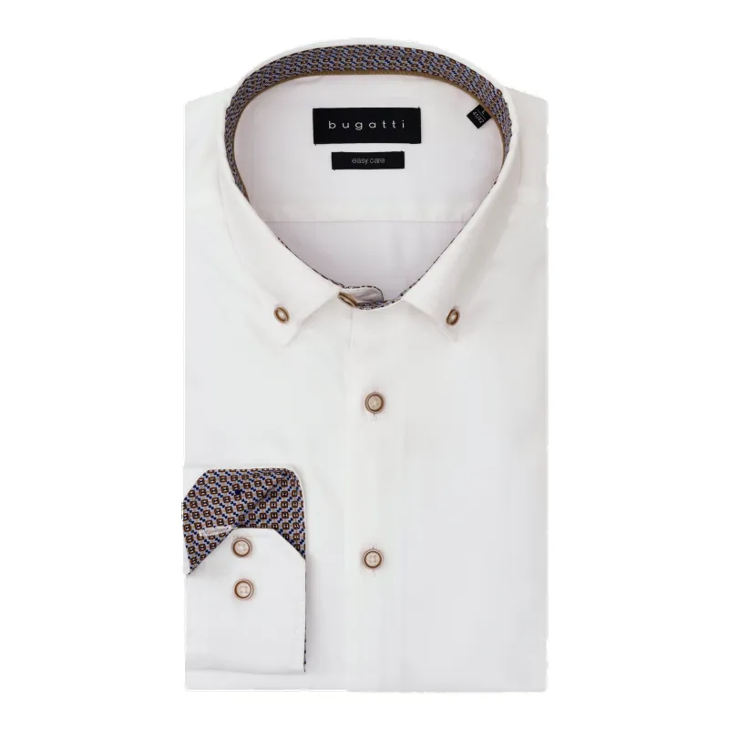 Bugatti Long Sleeve Plain Shirt With Trim sold by Coes