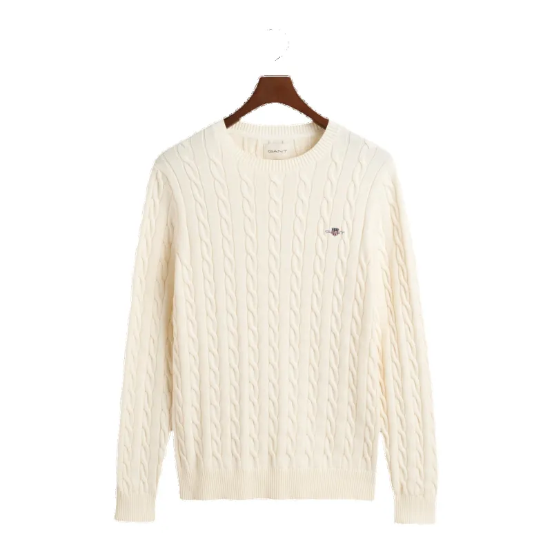 GANT Cotton Cable Knit Crew Neck made by Gant