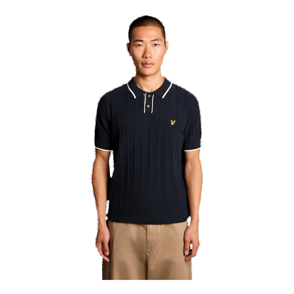 Lyle & Scott Tipped Pique Knitted Polo sold by Coes