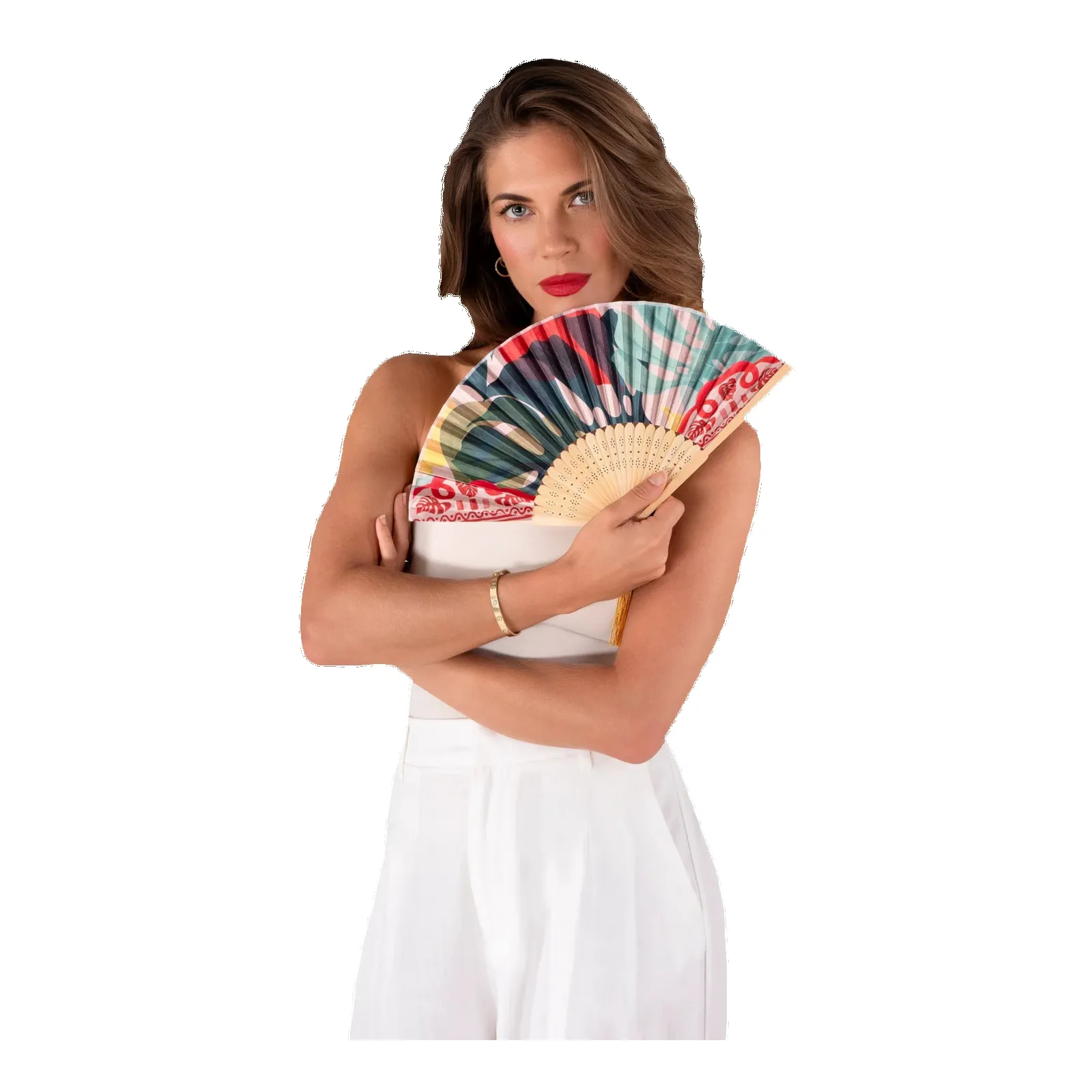 Powder Polyester Satin/bamboo Hand Fan sold by Coes product image thumbnail 2