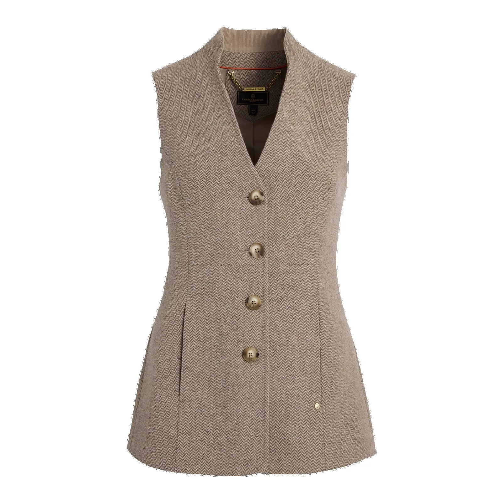 Fairfax & Favor The Eliza Single Breasted Herringbone Gilet sold by Coes