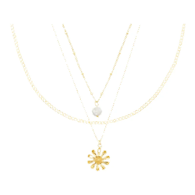 Orelia Jewellery Pearl & Daisy 3 Row Necklace made by Coes