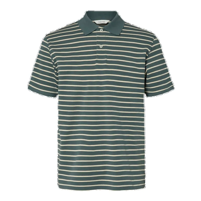 Selected Dean Stripe Short Sleeve Polo sold by Coes
