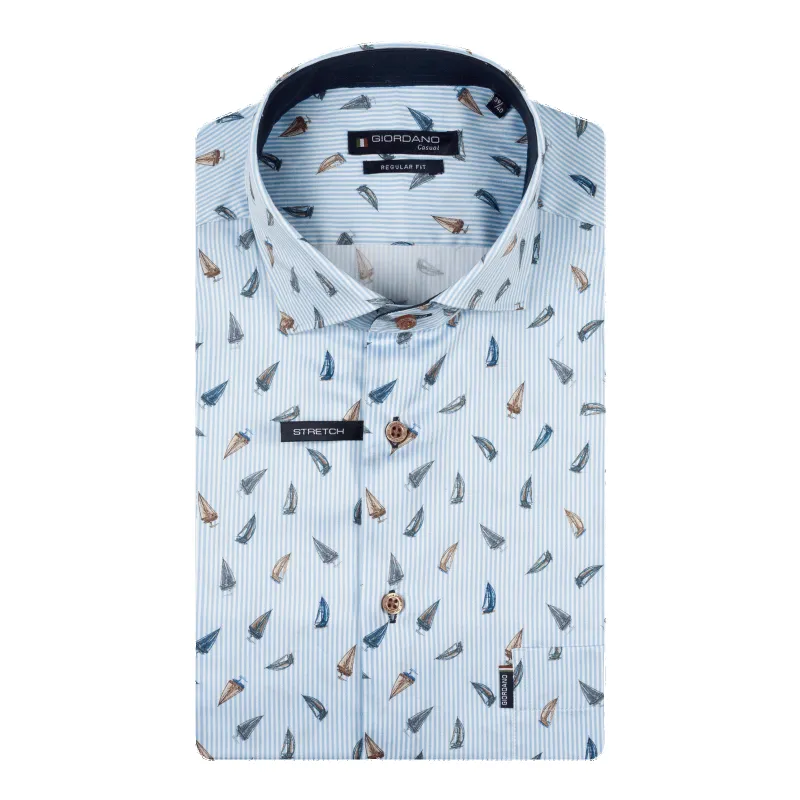 Giordano Sailboat Print Short Sleeve Shirt made by Coes