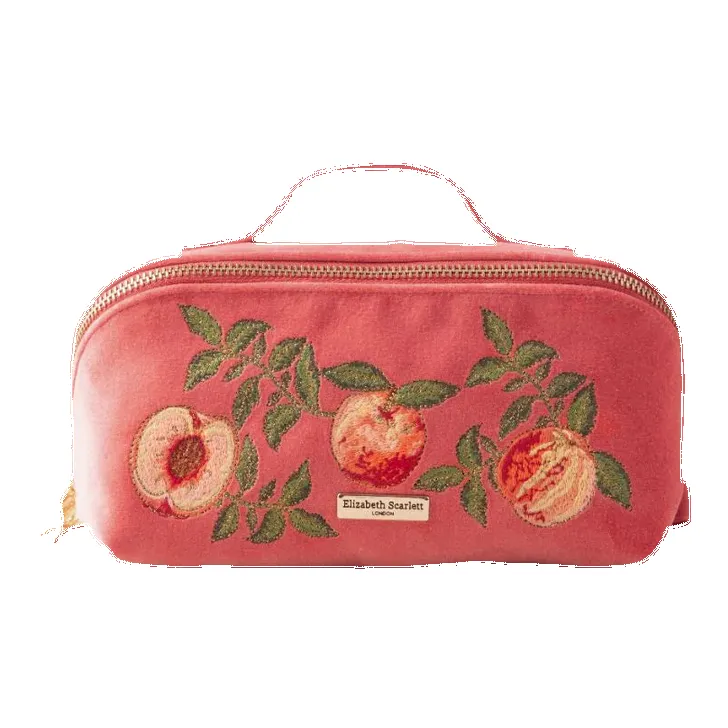 Elizabeth Scarlett Summer Peach Velvet Open Flat Makeup Bag sold by Coes