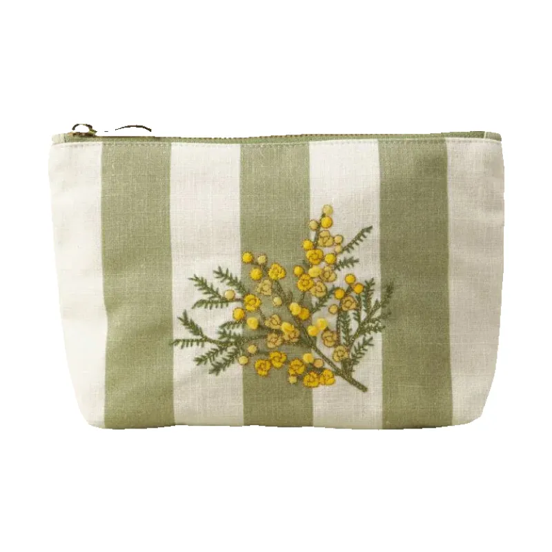 Elizabeth Scarlett Mimosa Stripe Cotton Mini Pouch made by Coes
