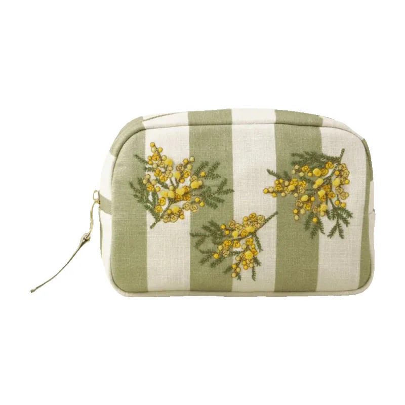 Elizabeth Scarlett Mimosa Stripe Cotton Makeup Bag made by Coes
