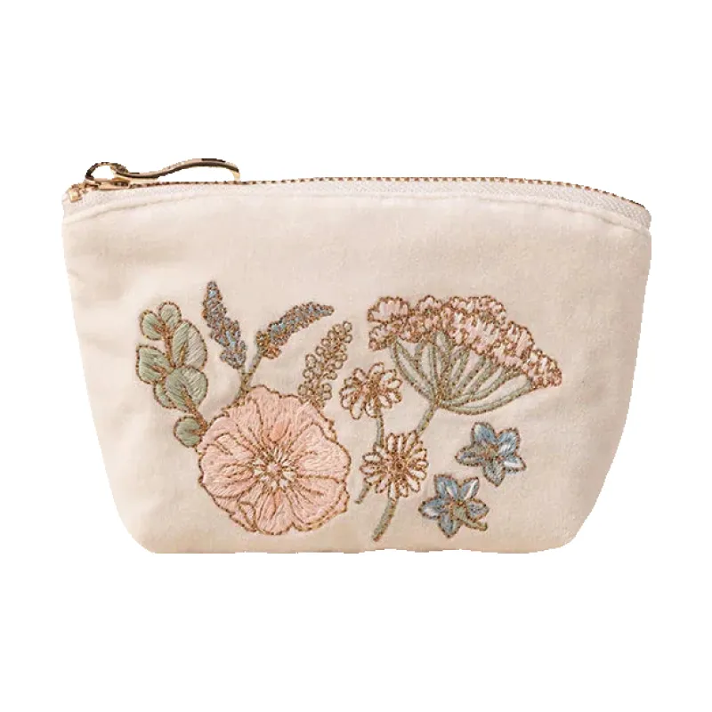 Elizabeth Scarlett Pressed Flowers Bridesmaid Velvet Coin Purse made by Coes