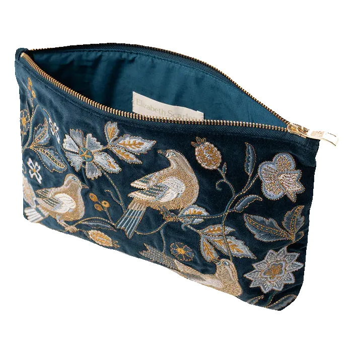 Elizabeth Scarlett Botanical Birds Velvet Everyday Pouch sold by Coes product image thumbnail 2
