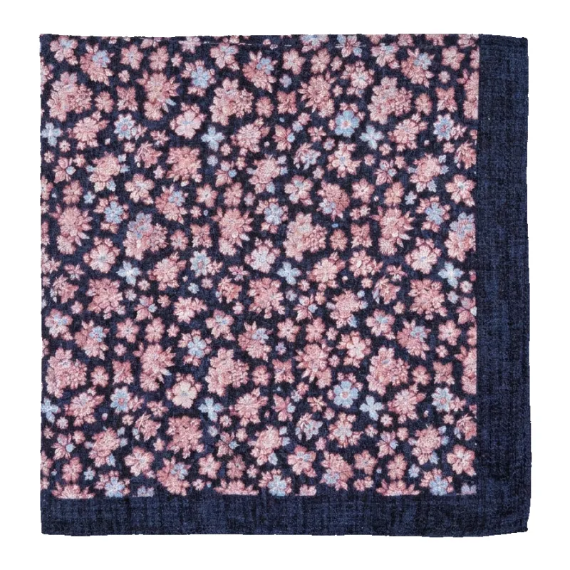 Golding Flower Print Pocket Square made by Coes