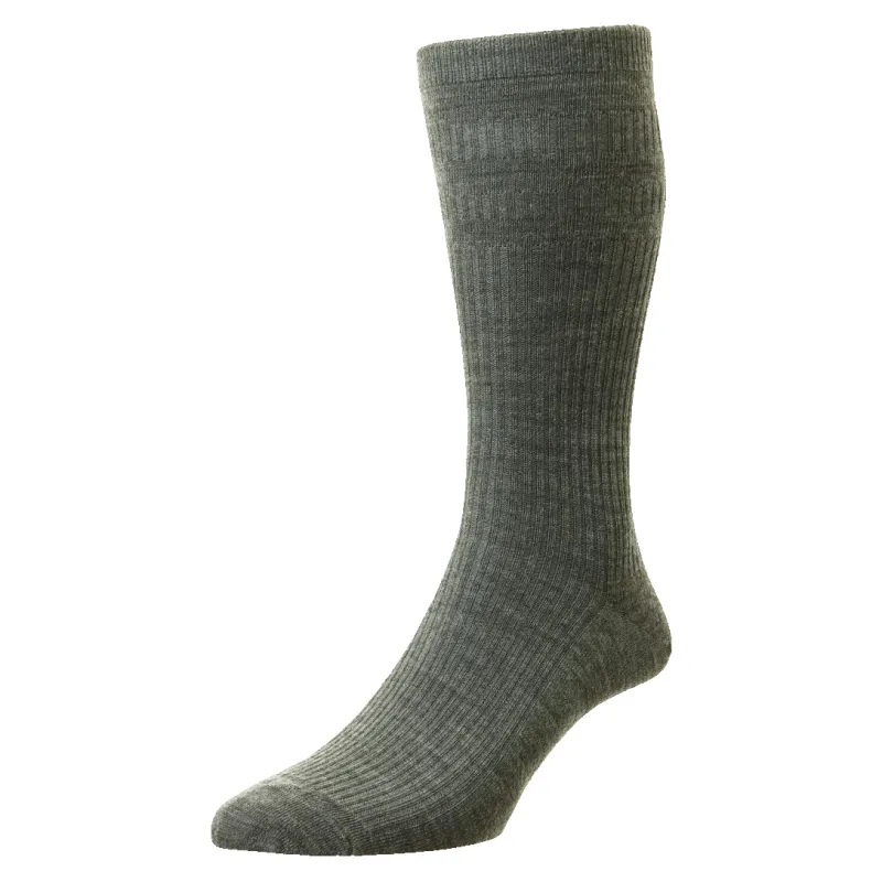 HJ Hall Original Wool Softop Socks in Mid Grey made by Coes