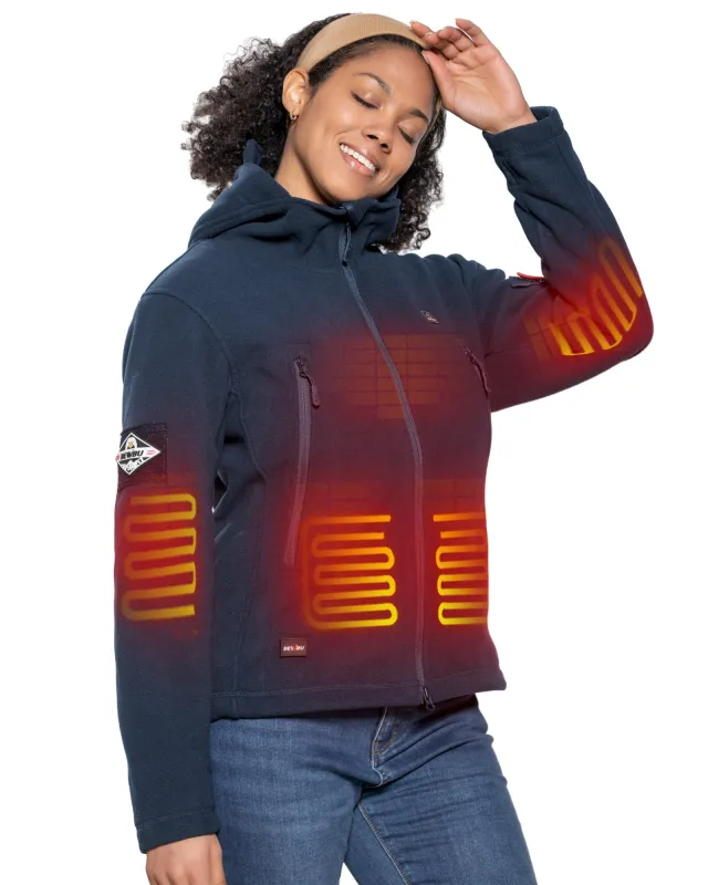 Women's Polar Fleece Heated Jacket With 12V Battery Pack - Navy Blue sold by DEWBU