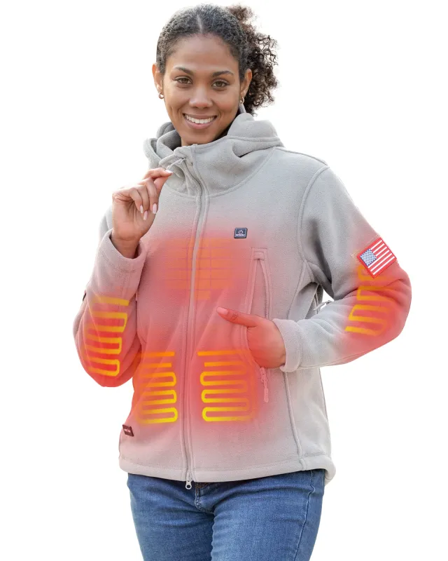Women's Polar Fleece Heated Jacket With 12V Battery Pack - Heather Grey sold by DEWBU