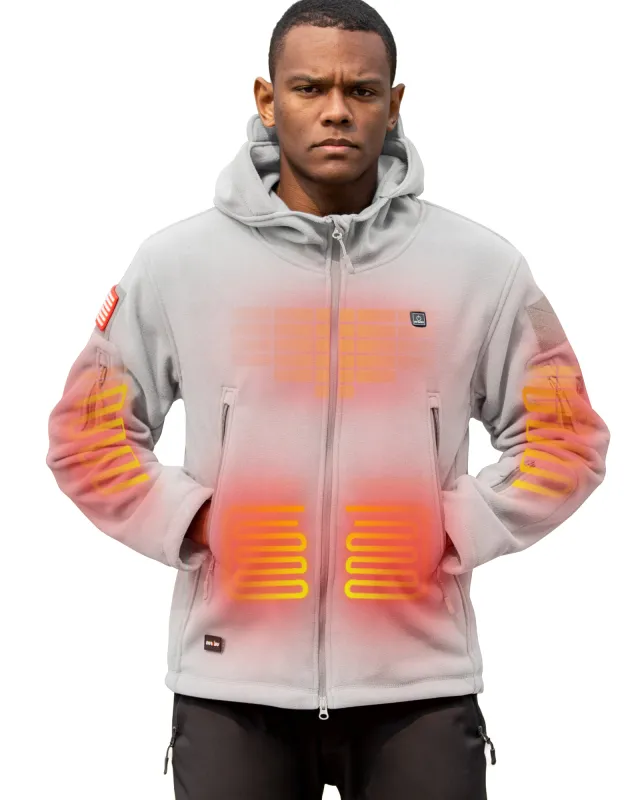 Men's Polar Fleece Heated Jacket With 12V Battery Pack - Heather Grey sold by DEWBU