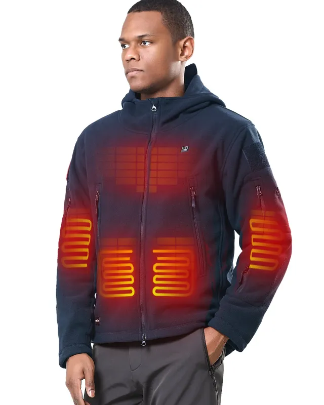 Men's Polar Fleece Heated Jacket With 12V Battery Pack - Navy Blue sold by DEWBU