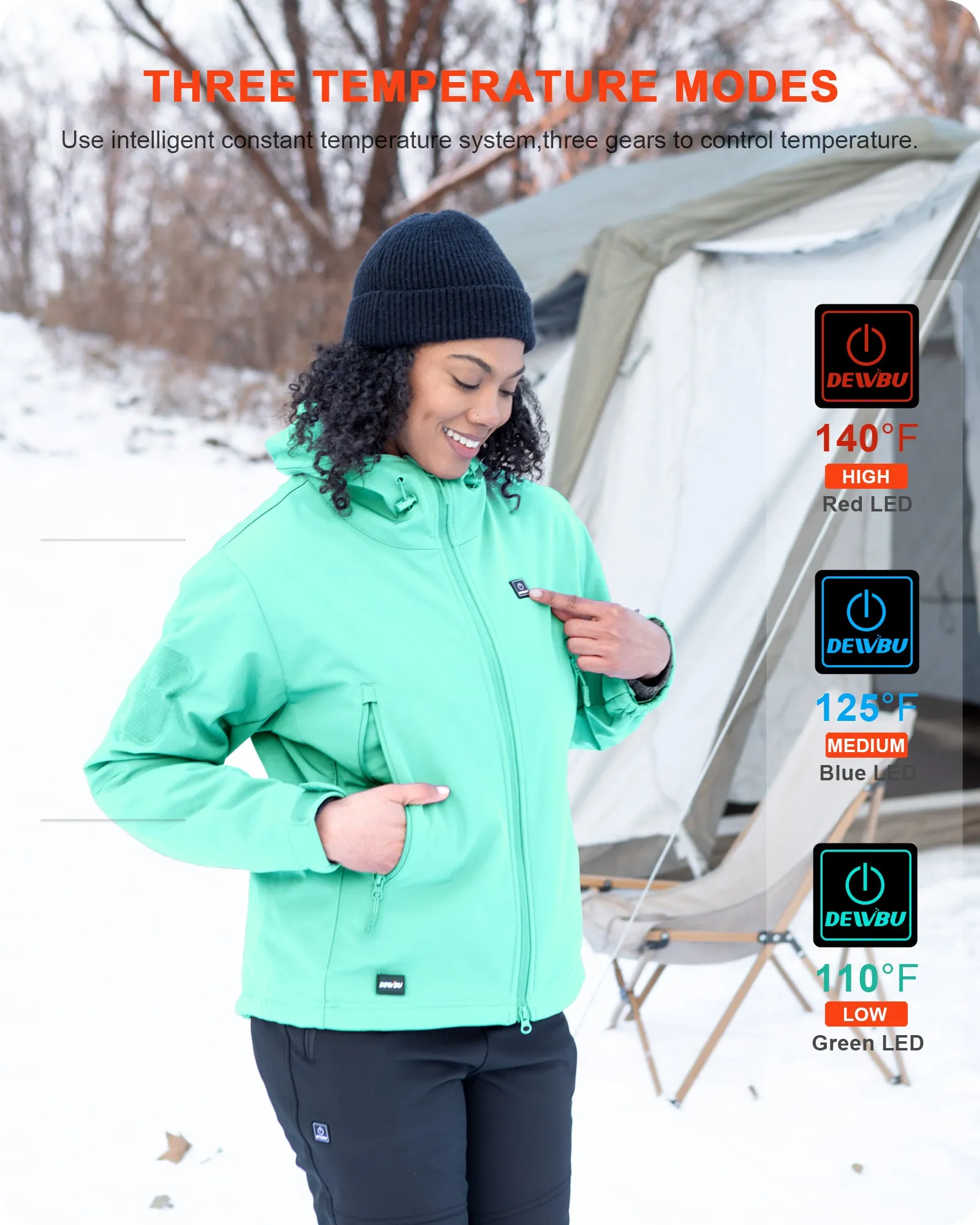 Women's Soft Shell Heated Jacket With 12V Battery Pack -Mint sold by DEWBU product image thumbnail 5