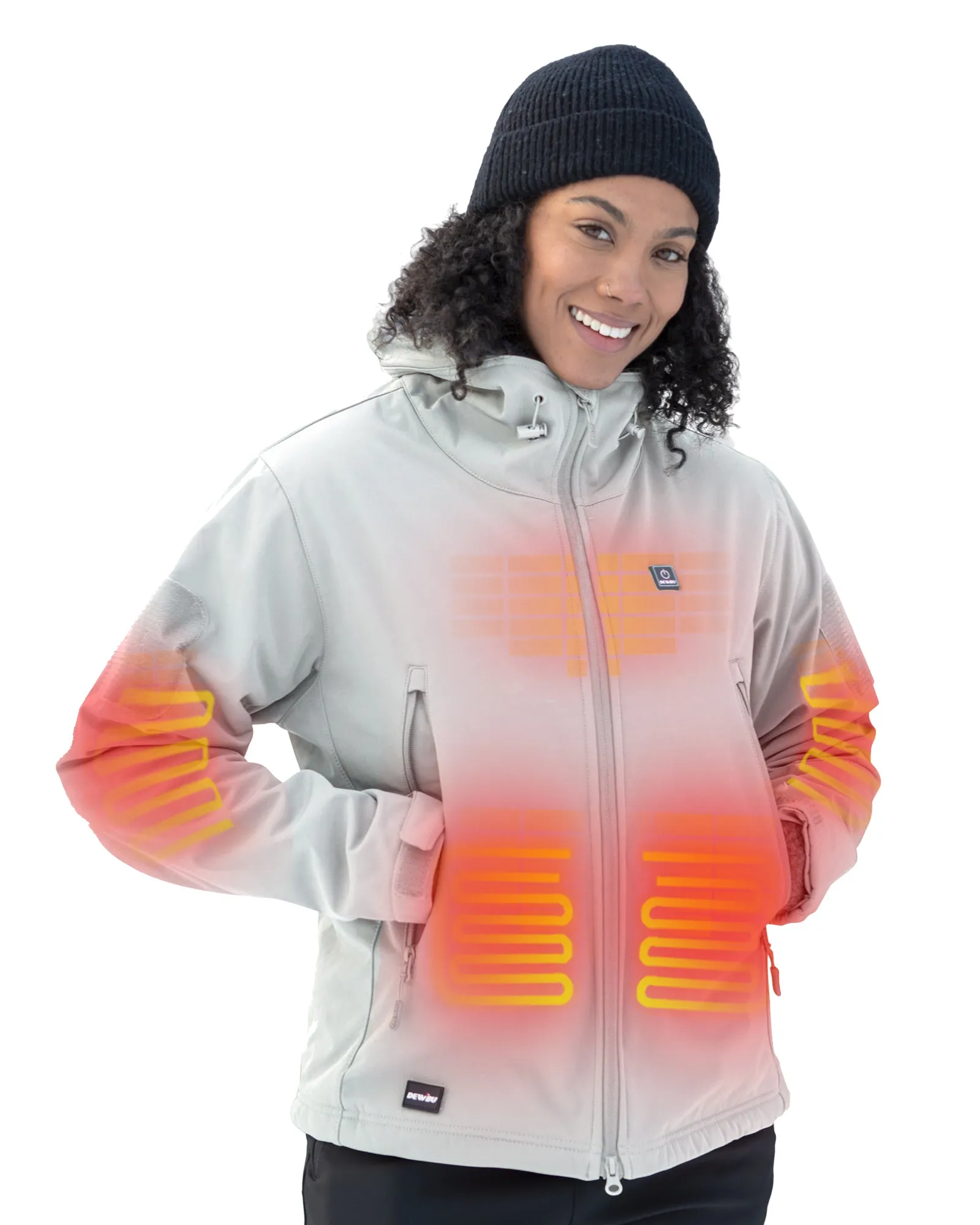 Women's Soft Shell Heated Jacket With 12V Battery Pack -Ice Grey sold by DEWBU