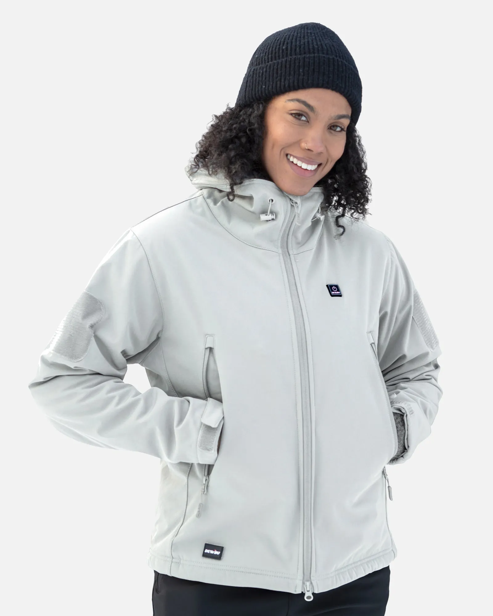 Women's Soft Shell Heated Jacket With 12V Battery Pack -Ice Grey sold by DEWBU product image thumbnail 2