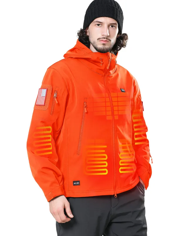 Men's Soft Shell Heated Jacket With 12V Battery Pack - Blaze Orange sold by DEWBU
