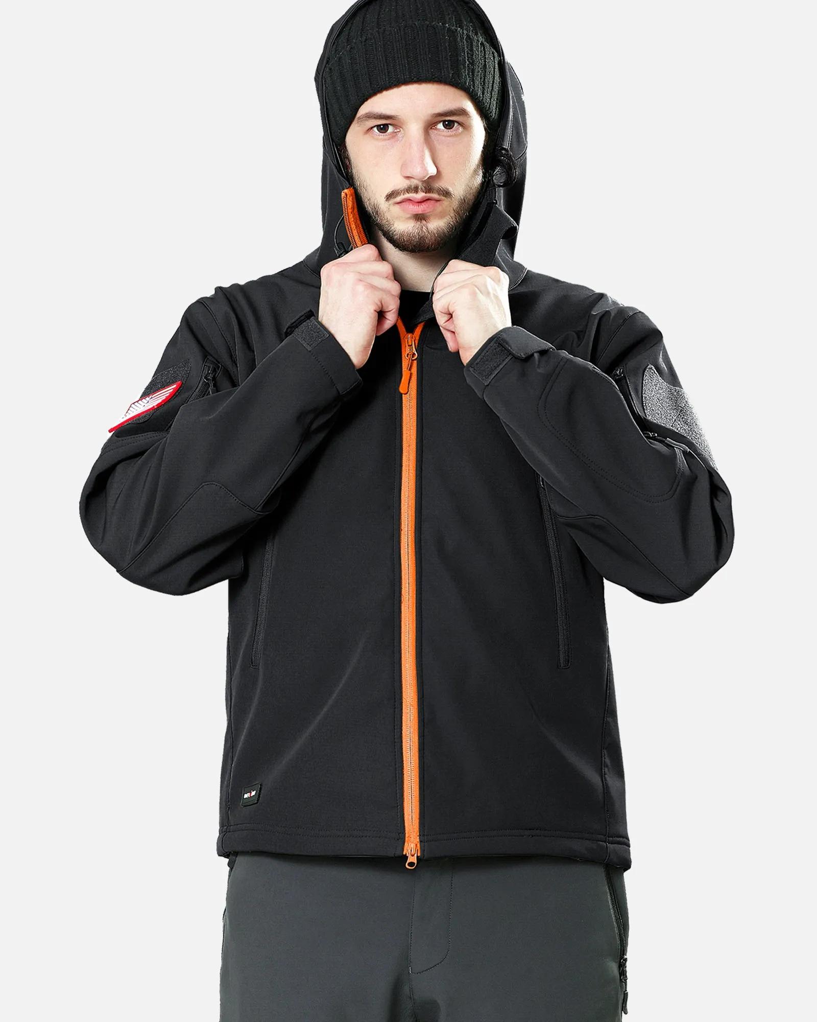 Men's Soft Shell Heated Jacket With 12V Battery Pack - Blaze Orange Zipper sold by DEWBU product image thumbnail 2