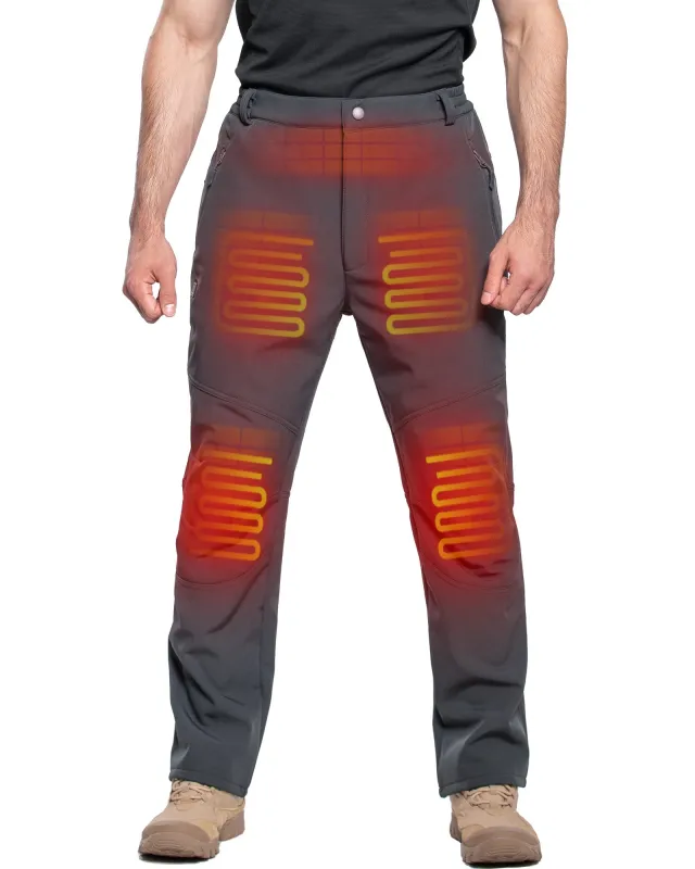 Men's Soft Shell  Heated Pants with 12V Battery Pack Fleece Lined - Pure Grey sold by DEWBU