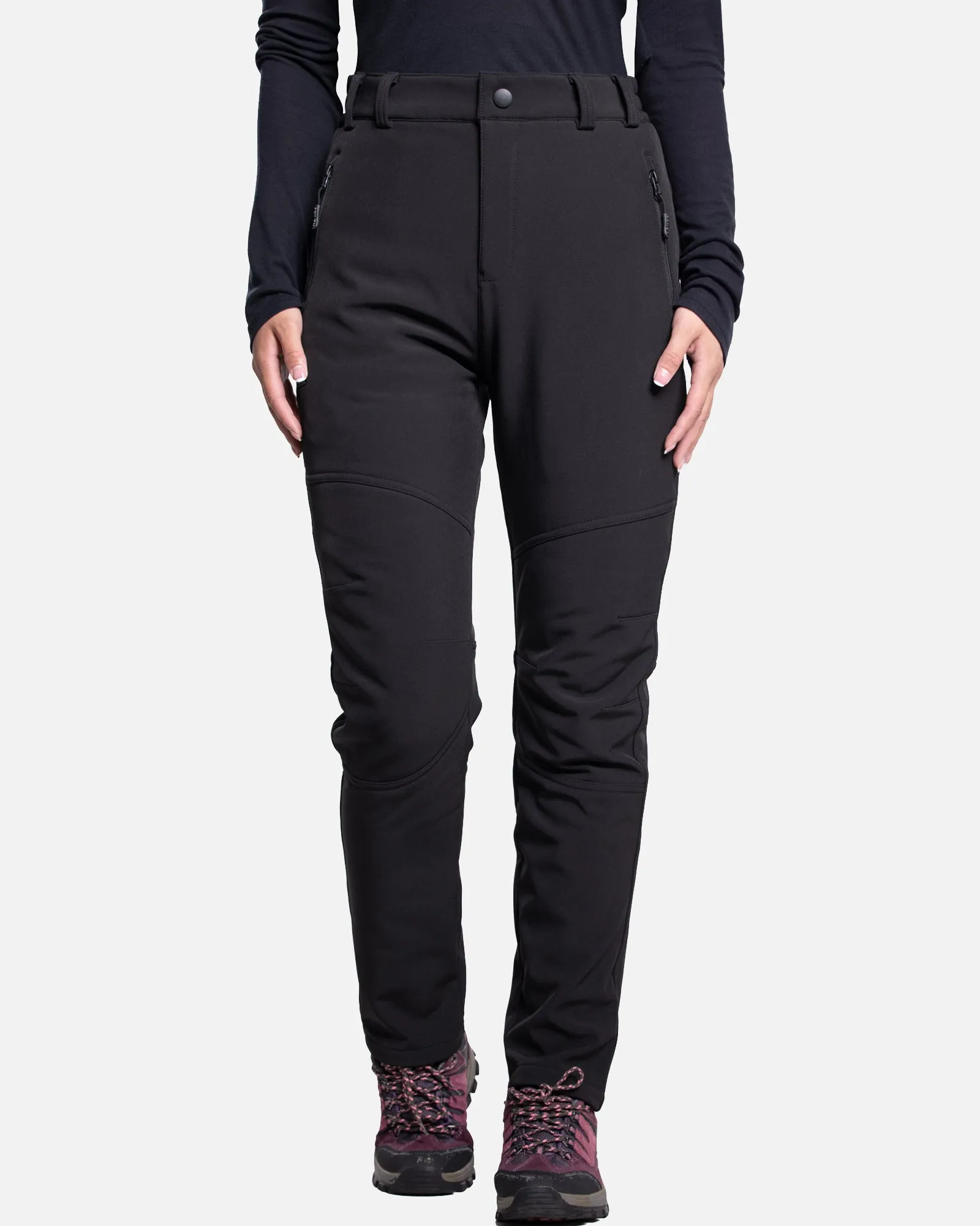 Women's Soft Shell Heated Pants with 12V Battery Pack Fleece Lined - Black sold by DEWBU product image thumbnail 2