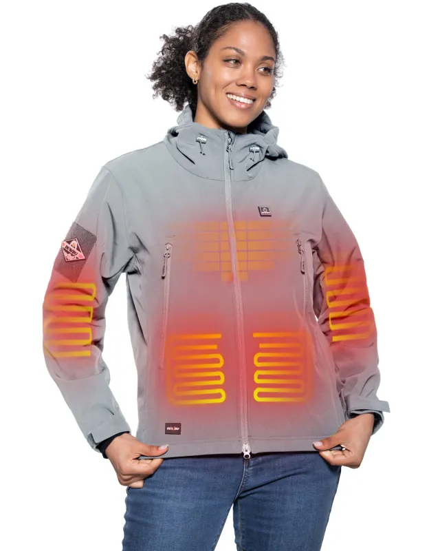 Women's Soft Shell Heated Jacket With 12V Battery Pack - Light Grey sold by DEWBU