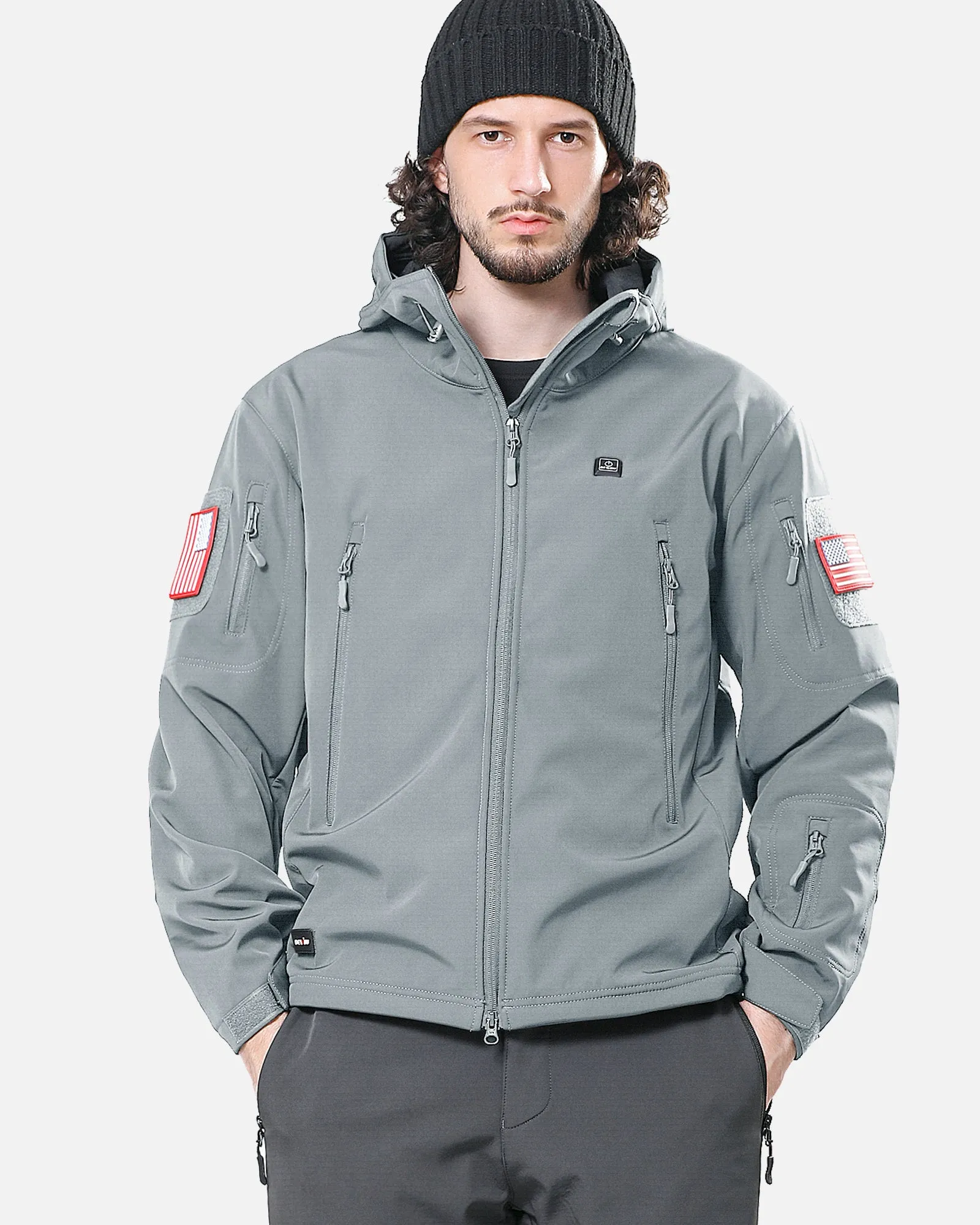 Men's Soft Shell Heated Jacket With 12V Battery Pack - Light Gray sold by DEWBU product image thumbnail 2